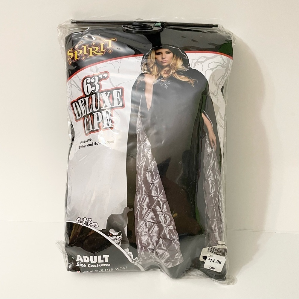 Spirit 63" Deluxe Black Cape Velvet and Satin Cape Adult Costume
